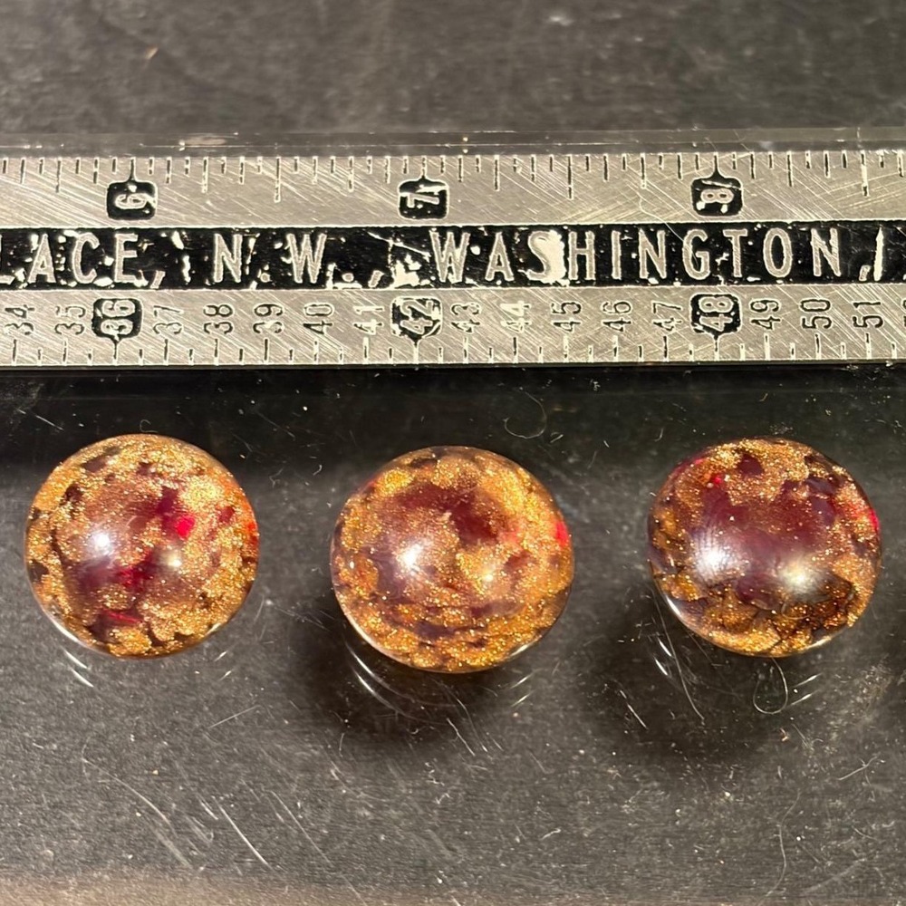 Antique Murano Glass Cabochons‎ Ruby Red Gold Foil Aventurine 18mm Set of 3